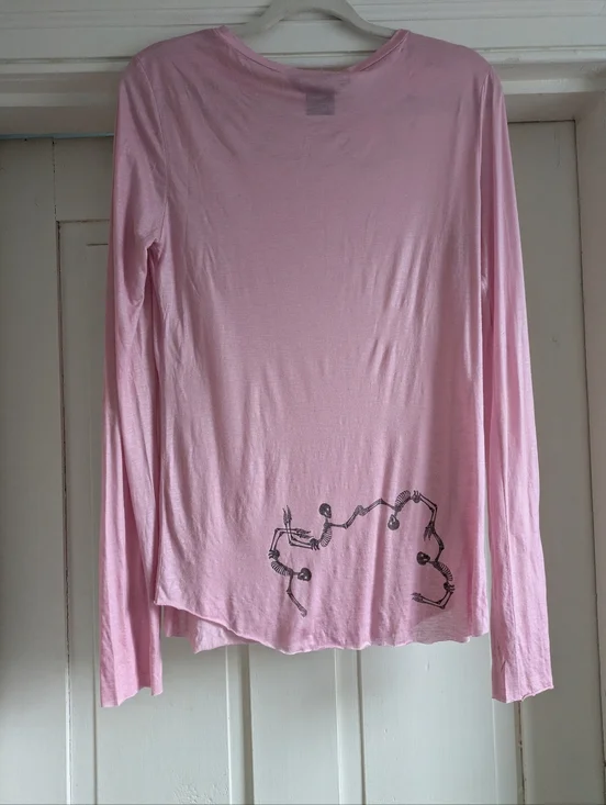 Thomas Wylde Lyocel Graphic Skeleton Design, Pink, Long Sleeve T Shirt -M - Picture 3 of 7